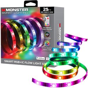 Monster Smart RGB+IC LED Strip Lights 25ft Sound Reactive Strip Lights for Bedroom, App & Voice Control, RGB Light Strip for Room, Alexa Google Home, Razer Chroma Sync - 230 RGB+IC LED Lights