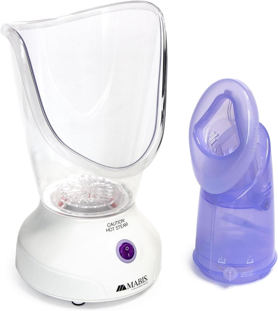 Mabis Steam Inhaler with Adjustable Facial & Nasal Mask (FSA/HSA) - Natural Vapor Inhaler Therapy for Sinus Relief, Skincare, & Pore Cleansing | Plug-in Vaporizer Humidifier - 60ml Liquid Capacity