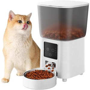 Automatic Feeder, 5.5L Timed Food Dispenser with Dual Power, Adjustable Portions, Auto Cat & Dog Feeder, Food Container, Pet Feeding Supplies
