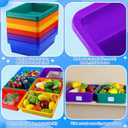 Hoolerry 24 Pcs Plastic Cubby Storage Bins Classroom Cubby Organization with Self Adhesive Labels Bin Small Stackable Storage Containers Toy Book Box for School(14 x 10 x 3 Inch,Colorful)