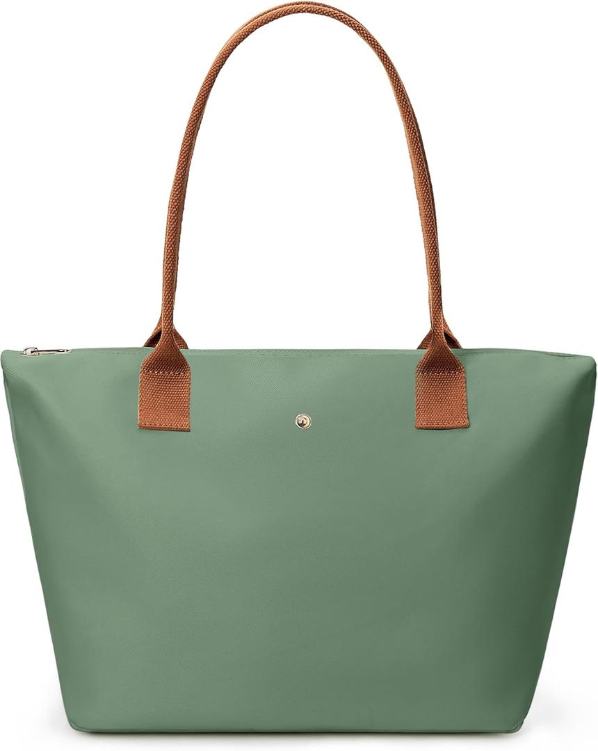 KALIDI Tote Bag for Women Nylon Top-Handle Purse,Shoulder Hobo handBag with Zipper Leisure Foldable Weekend (Green)