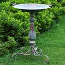 Newtay 27.25 Ornate Metal Pedestal Style Birdbath with Cast Iron Vintage Birds Baths for Outdoors on Rim Full Base Standing Bird Bath Tray for Garden Yard Decoration, Green, Not Easy to Rust