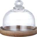 Mini Glass Dessert Dome with Base, Small Decorative Cake Tray with Glass Dome Cover, Cake Fruit Display Server Tray for Kitchen/Birthday/Party/Wedding, Appetizer Dessert Cheese Serving Platter