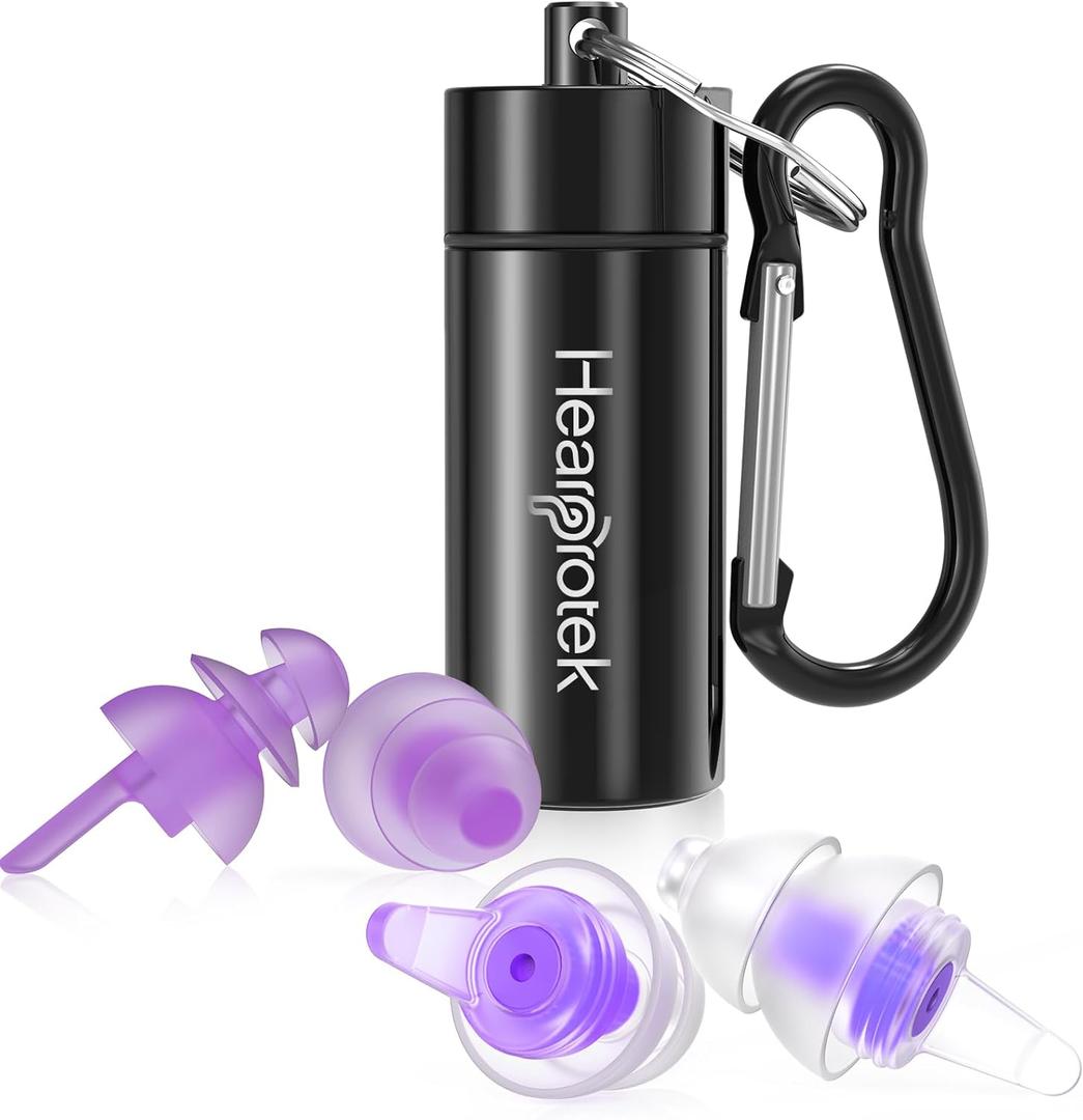 Hearprotek Sleeping Ear Plugs, 2 Pairs Ear Plugs (32db & 30db) Ultra Soft Noise Reduction and Hearing Protection earplugs for Side Sleepers, snoring, Travel, Working, Safety (Purple)