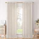 BGment 96 Inches Long Linen Semi Sheer Curtains for Living Room 1 Panel Set, Light Filtering Drapes Natural Textured with Rod Pocket Back Tab for Farmhouse Bedroom, Each Panel 52 Inch Wide