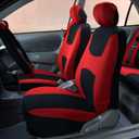 FH Group Light & Breezy Cloth Car Seat Covers, 7 Seater Three Row Set- Airbag & Split Ready -Universal for Cars Trucks and SUVs (Red/Black)