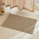 TYUU Waffle Bath Mat, Boho Bathroom Rugs Non Slip Washable Super Absorbent Quick Dry Farmhouse Bathroom Decor, 30"x20" Khaki