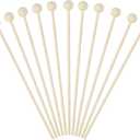 Rock Candy Sticks with Ball Penta Angel 50Pcs 6Inch Wooden Cake Pop Treat Sucker Swizzle Stirrer Sticks for Christmas Birthday Party Chocolate Cake Topper Decoration (Natural Wood, 15cm)