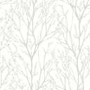 NuWallpaper NU2394 Treetops Peel Stick Wallpaper, White & Off-White