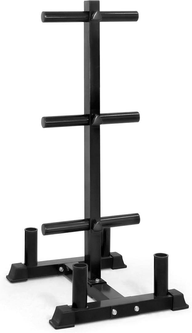 CAP Barbell Olympic Bumper Plate Tree Rack (6-Plate Posts / 4 Bar Holders, Black)