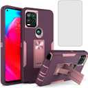 Phone Case for Motorola Moto G Stylus 5G 2021 Case XT213-1 Case with Tempered Glass Screen Protector,Magnetic Bulit in Kickstand Dual Layer Cover for Motorola Moto G Stylus 5G 2021 Purple Pink