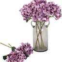 Kisflower Purple Hydrangea Artificial Flowers - 6pcs Faux Hydrangea Flowers, Fake Flowers for Table Centerpiece, Silk Hydrangea Flowers with Stems for Home Wedding Party Decor