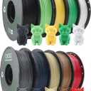 10 Pack PLA 3D Printer Filament Bundle, Dimensional Accuracy +/- 0.02 mm, 1kg Spool(2.2lbs), 1.75 mmBlack White Grey Red Green Blue Yellow Brown Lemon Green Ice Cream