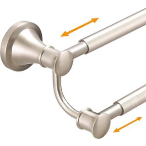 Hoimpro Adjustable Retractable 15-27 Inches Stainless Steel Bathroom Towel Bar, Bathroom Accessories Bath Hotel Double Towel Bar Rod Hanger Wall Mounted Towel Holder Towel Rack, Brushed Nickel