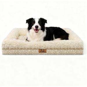 Orthopedic Dog Bed for Large Dog Noodle Cover Egg-Foam Dog Cat Bed Large Pet Sofa with Removable Cover Washable Waterproof Pet Couch Beds (White, 36.0" L x 27.0" W x 6.7" Th)