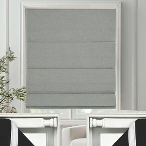 Changshade No Drill Roman Shades Cordless Blinds Blackout for Indoor Windows, Room Darkening Black Out Tension Rod No Hardware No Tools Inside Mount, Shade Size 30.5 Inches Wide 50 Inches High, Grey