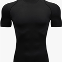 Raphin Men Compression Shirts,Cool Dry Short Sleeve Compression Shirts Sports T-Shirts Athletic Workout Shirt for Running Sports Fitness , Black M