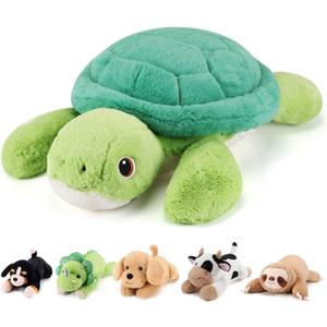 gnomantic Turtle Weighted Stuffed Animals - 22 Inch 4.5 Pounds Weighted Plushies Sea Turtle Stuffed Animal - Big Tortoise Plush Pillow - Cute Plush Toys Gifts for Kids & Adults (22" 4.5 lbs)