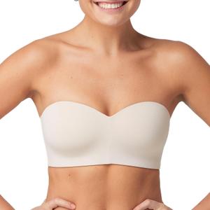 Maidenform Women's Pure Comfort Strapless, Stay-put Wireless, Full-Coverage Convertible Bra (Medium, Almond)