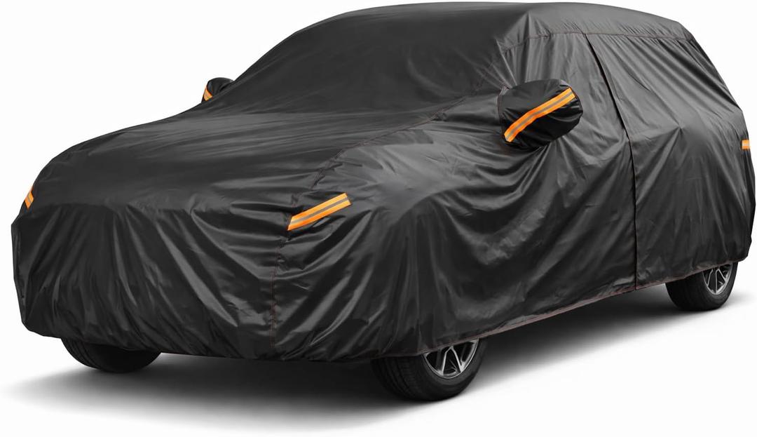 Large Car Covers for SUV, Outdoor SUV Cover Universal Fit for Audi Q7, BMW X5, Benz GLE, Acura MDX, Mazda CX-9, VW Atlas, Jeep Grand Cherokee, Infiniti QX60, Length 201 Inches