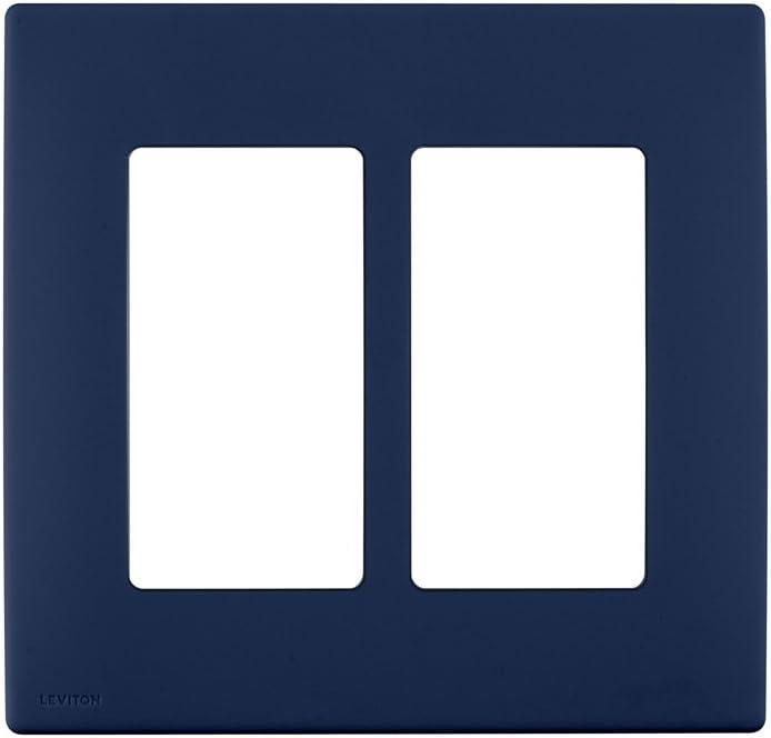 Leviton Renu Two-Gang Screwless Snap-On Wallplate, REWP2-RN, Rich Navy