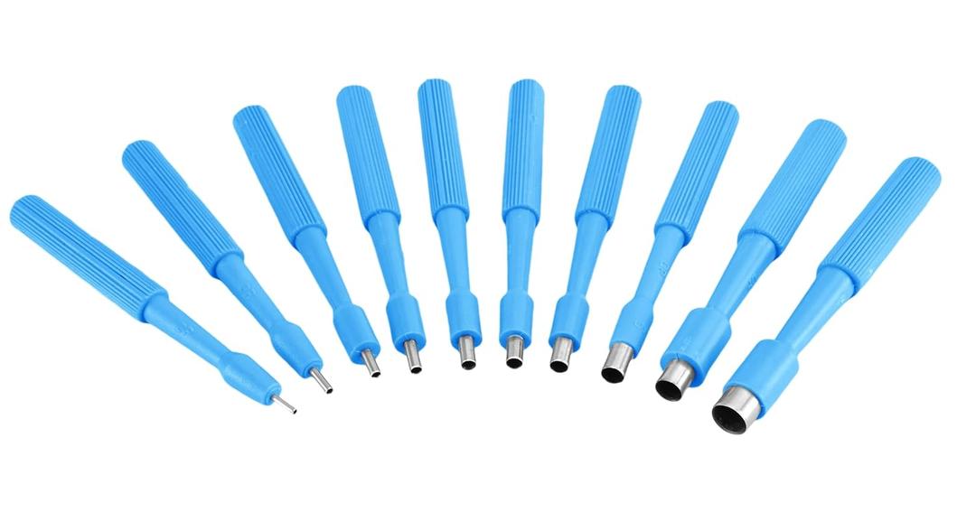 Disposable Biopsy Punch Curettes - Box of 10 - Sterile Biopsy Dermal Punch Curette for Piercing with Protective Handle (2 mm)