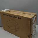 XL Stainless Steel Litter Box with Lid, Extra Large High Sided Metal Cat Litter Box with Mat and Scooper, Easy Clean, Non Stick & No Smell