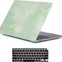 LanBaiLan Compatible for New MacBook Air 13 inch 2020 2019 2018 Release A2337 M1 A2179 A1932 Retina Display with Touch ID, Laptop Plastic Hard Protective Case & Keyboard Cover, Matcha Green Marble