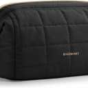 BAGSMART Makeup Bag Travel Toiletry Bag, Puffy Padded Make Up Bags for Women Makeup Organizer Case, Wide-open Pouch Purse Travel Essentials Toiletries Accessories Brushes, Black 