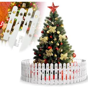 Christmas Tree Fence Barrier for Pets & Kids - 36Pcs Foldable White Picket Fence Gate Around Xmas Tree, Decorative Baby & Dog Cat Proof Indoor Christmas Tree Protector Decoration