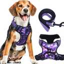 No Pull Dog Harness for Large Dogs, Adjustable No Choke Pet Vest with Dog Leash Fit Smart Reflective Pet Walking Harness for Training Easy Control Soft Handle Purple Camo XL