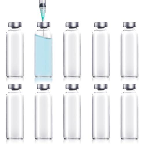 20ml Glass Vials for Injection, with Self Healing Injection Port, Transparent Sealed, Empty Vials for Injection (20ml)