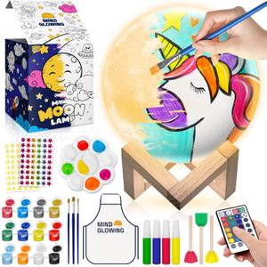Mind-Glowing Paint Your Own Moon Lamp - Night Light for Kids with Painting Kit, Remote Control, Wood Stand - Arts & Crafts for Kids Ages 8-12 - DIY Birthday Gift for 6-12 Year Old Girls & Boys