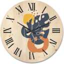DesignQ 'Abstract Minimal Shapes Under Flowers IX' Modern Wood Wall Clock