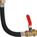 Garden Hose Extension Adapter Short Fitting with Valve,3/4" GHT Solid Brass Fittings, Flexible, No Kinks, Unrestricted water flow, Hose Length 0.82FT, Overall Length 1.1FT