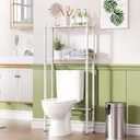 AmazerBath Bamboo Over The Toilet Storage Shelf, 2-Tier Over Toilet Bathroom Organizer Rack, Bathroom Shelves Over Toilet Space Saver, White