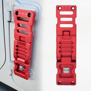 Side Door Hinge Foot Step Compatible with 2007-2024 Jeep Wrangler JK JKU JL JLU & Gladiator JT, Aluminum Alloy Folding Foot Pedal, Door Hinge Step with Bottle Opener 1 Pack (Red)