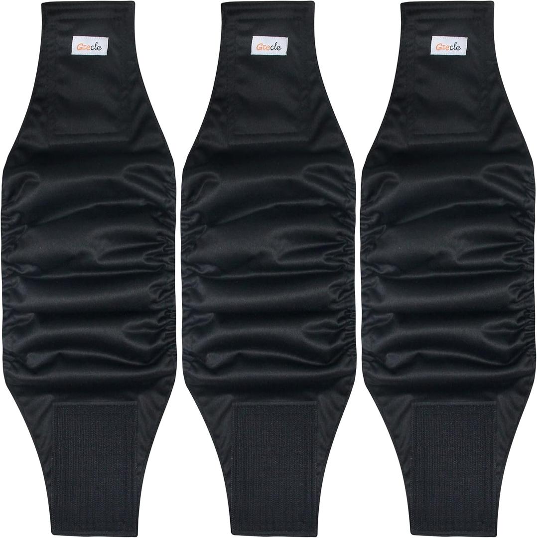 Reusable Dog Diapers Male 3Pcs, Premium Washable Belly Band for Male Dogs Small, High Absorbing Male Dog Wraps for Doggie in Incontinence, Excitable Urination and Training(Black, S)