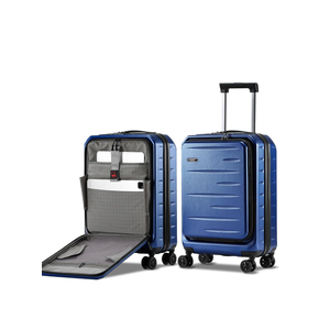 Carry On Luggage 22×14×9 Airline Approved, 20 Inch Lightweight ABS+PC Hard Shell Suitcases with Front Pocket, Spinner Wheels, TSA Lock (Navy Blue, 1PC)