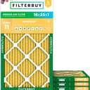 Filterbuy 16x25x1 Air Filter MERV 11 Superior Pet & Allergy Defense (4-Pack), Electrostatic Pleated HVAC AC Furnace Filters Replacement (Actual Size: 15.50 x 24.50 x 0.75)