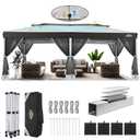 COBIZI 10x10 Pop up Gazebo, One-Push Setup Canopy Tent with Mosquito Netting & Vented Roof Design, Upgrade Metal Easy up Canopy Carpa Outdoor Gazebos for Backyard Camping Deck Beach(White & Gray)