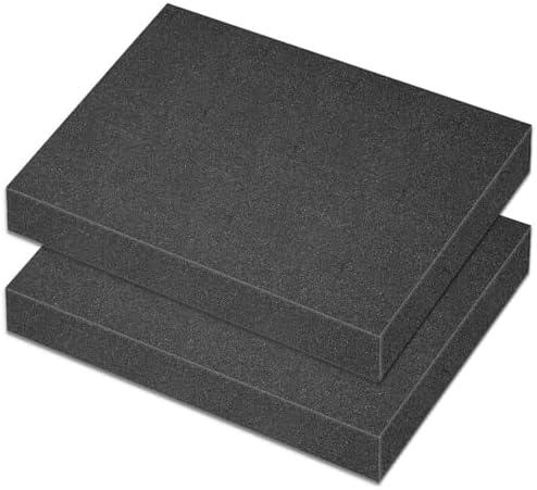 Polyurethane Foam Padding, 2 PCS 16 x 12 x 2 Inch Black Soft Cuttable Packing Foam Inserts for Cases, Furniture, Automotive and Packaging