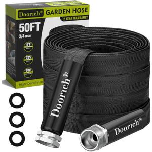 Doorich Garden Hose, Lightweight, Ultra Flexible, Durable, KinkFree Water Hose  Made of TPU, Drinking Water Safe Material, NonShrinking, Easy to Store, AllWeather, Black (50 FT)