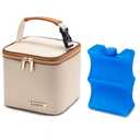 Breastmilk Cooler Bag with Ice Pack Fits 4 Baby Bottles Up to 5 Ounce, Baby Bottle Cooler Bag Great for Nursing Mom Daycare,Beige