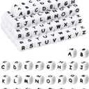 130Pcs FIVEIZERO Silicone Letter Beads, 12mm A-Z Alphabet Beads,Square Bead for Bracelets and Keychains, Large Letter Bead for Necklaces and Lanyards MakingWhite