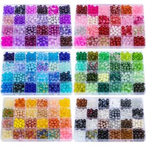 XSEINO About 3600PCS 8mm Glass Beads 6Box Bracelet Making Kit,144 Assorted Dreamy Series Colorful Crystal Beads for Bracelet and Jewelry Making and DIY Crafts,Friendship Bracelets
