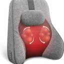 Back Lumbar Support Pillow for Office Chair Car, Office Desk Chair Lumbar Back Support with 4 Shiatsu Massage Heads & Heating Function, Memory Foam Lumbar Pillow for Computer Gaming Chair-Gray