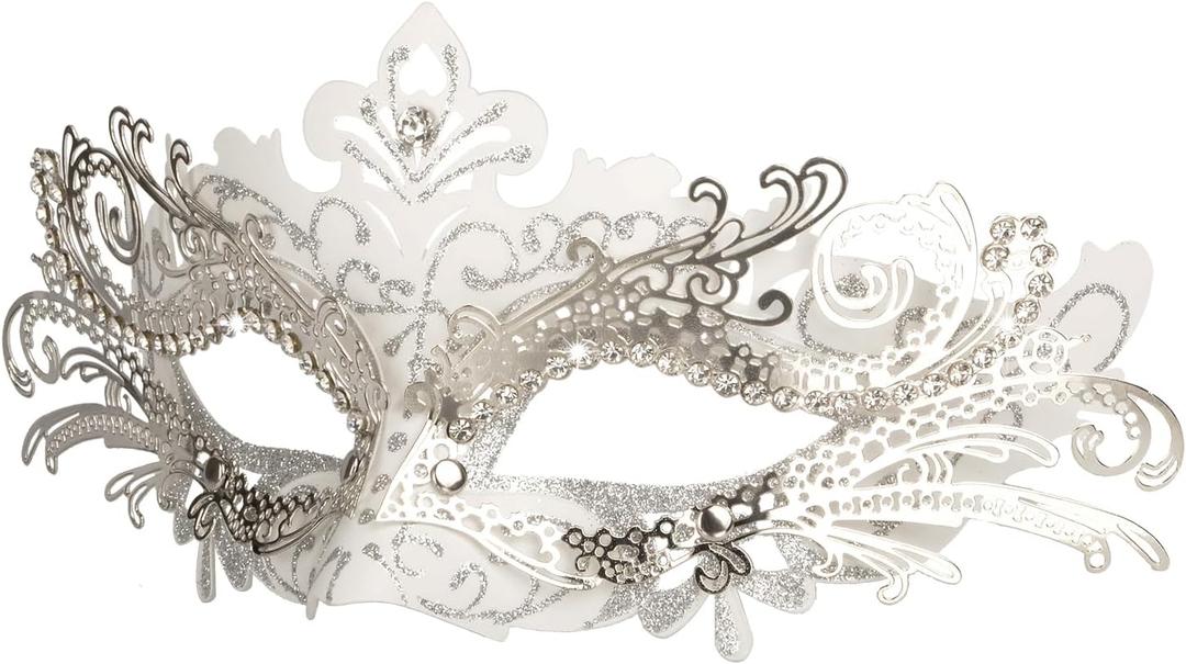 Hoshin Masquerade Mask, Mardi Gras Deecorations Venetian Masks for Womens (White)