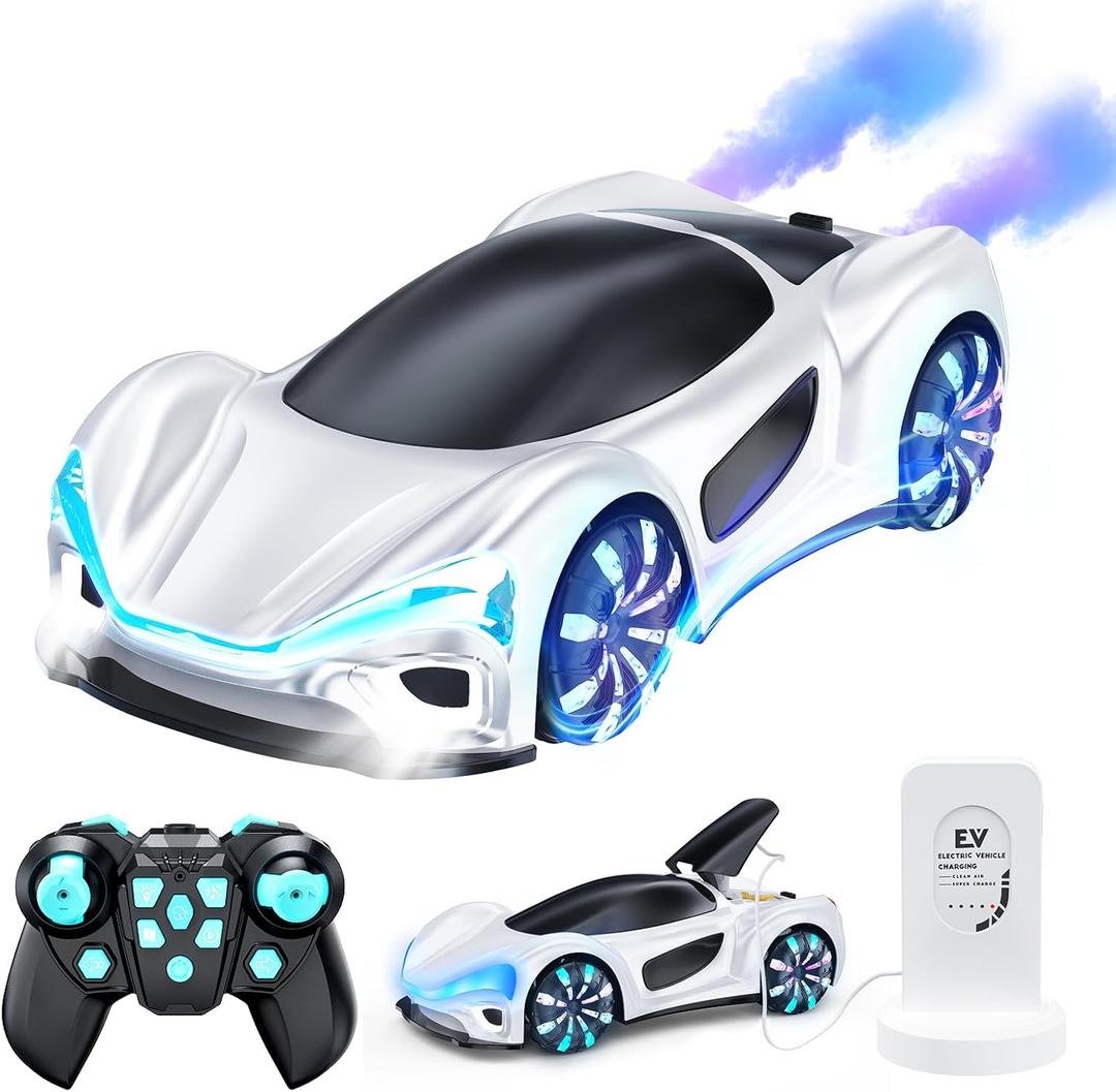 Remote Control Car, RC Drift Car Boys Toys for 4 5 6 7 8 9 10 11 12 Year Old 2.4GHz 360° Rotate RC Cars with Cool Lights, Music & Spray Effects Cool Birthday Presents Gifts for Kids & Boys 4-12