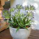 Artificial Flowers Plants for Outdoor Planters 8 Bundles Purple Flower Large Spring Summer 18.9 in Look Real Plasic Plant for Front Porch